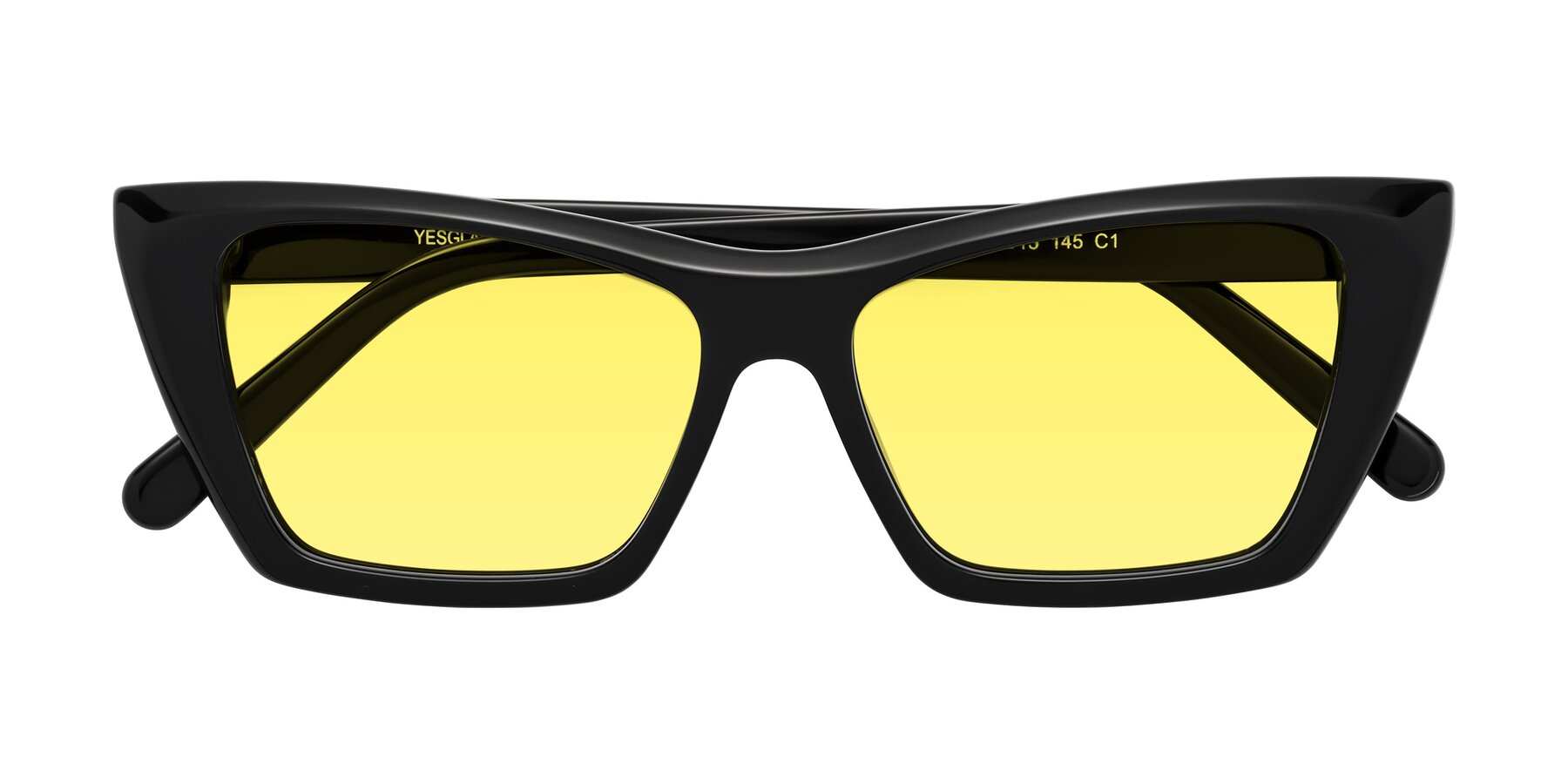 Folded Front of Khoi in Black with Medium Yellow Tinted Lenses