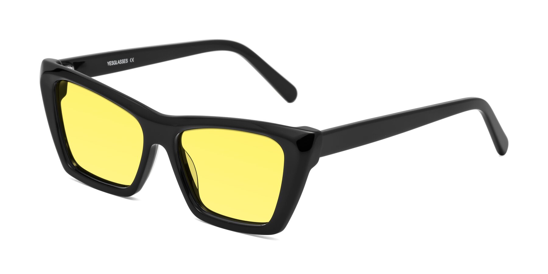 Angle of Khoi in Black with Medium Yellow Tinted Lenses