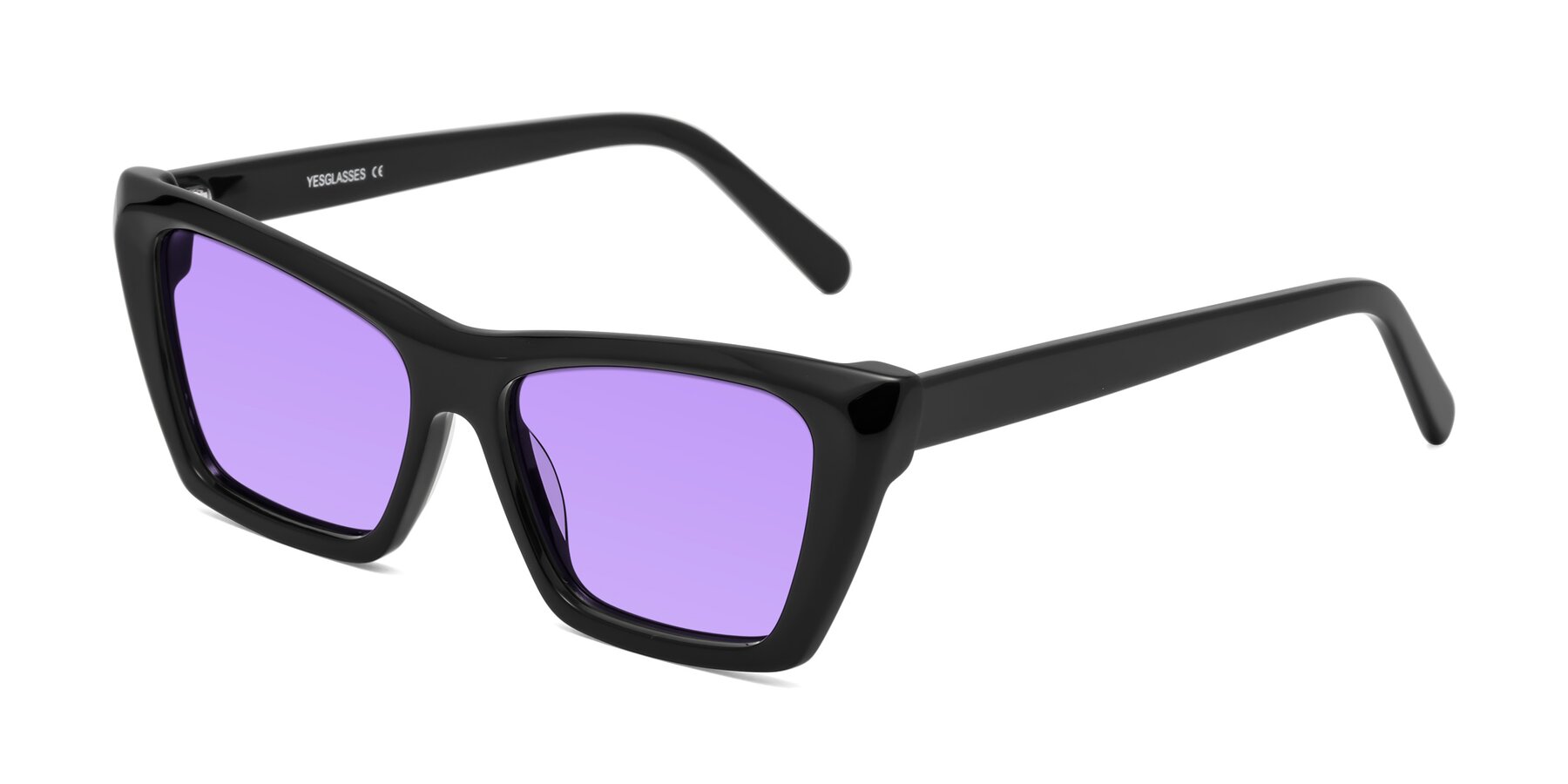 Angle of Khoi in Black with Medium Purple Tinted Lenses