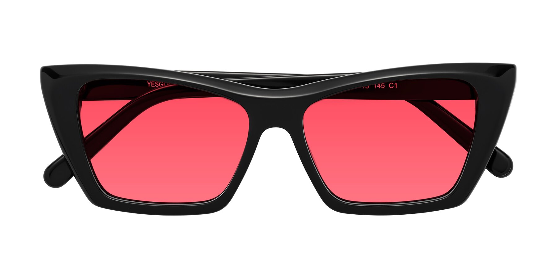 Folded Front of Khoi in Black with Red Tinted Lenses