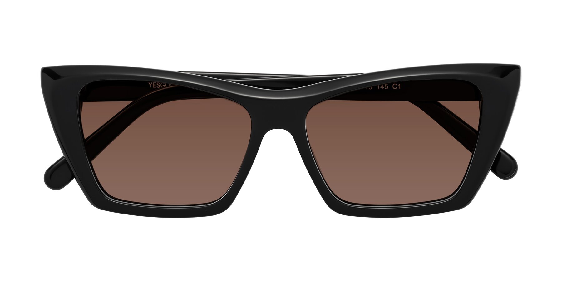 Folded Front of Khoi in Black with Brown Tinted Lenses