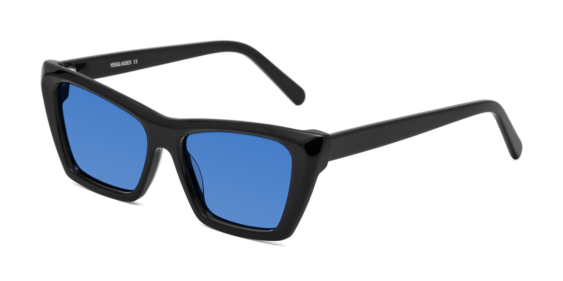 Angle of Khoi in Black with Blue Tinted Lenses