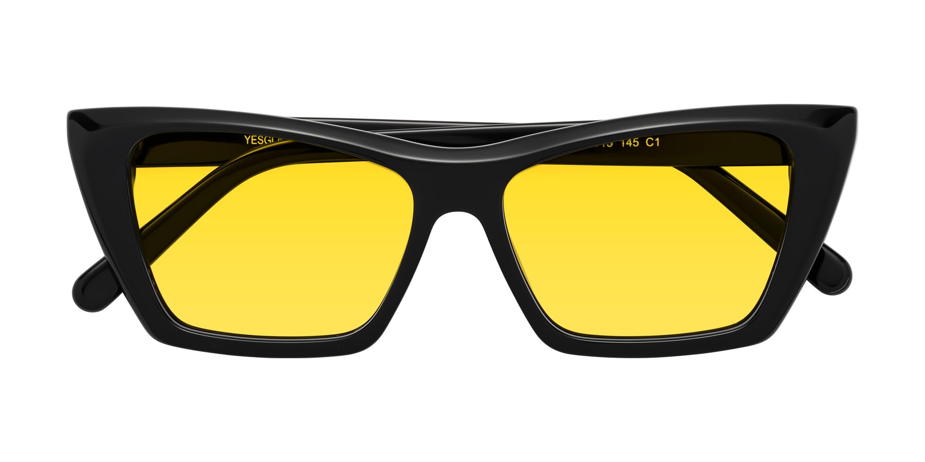 Folded Front of Khoi in Black with Yellow Tinted Lenses