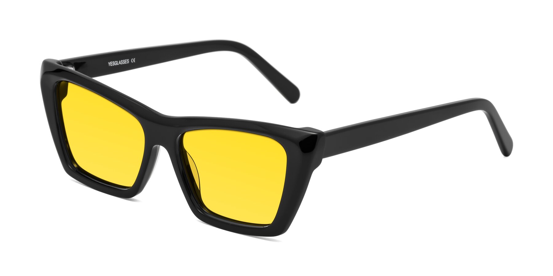 Angle of Khoi in Black with Yellow Tinted Lenses