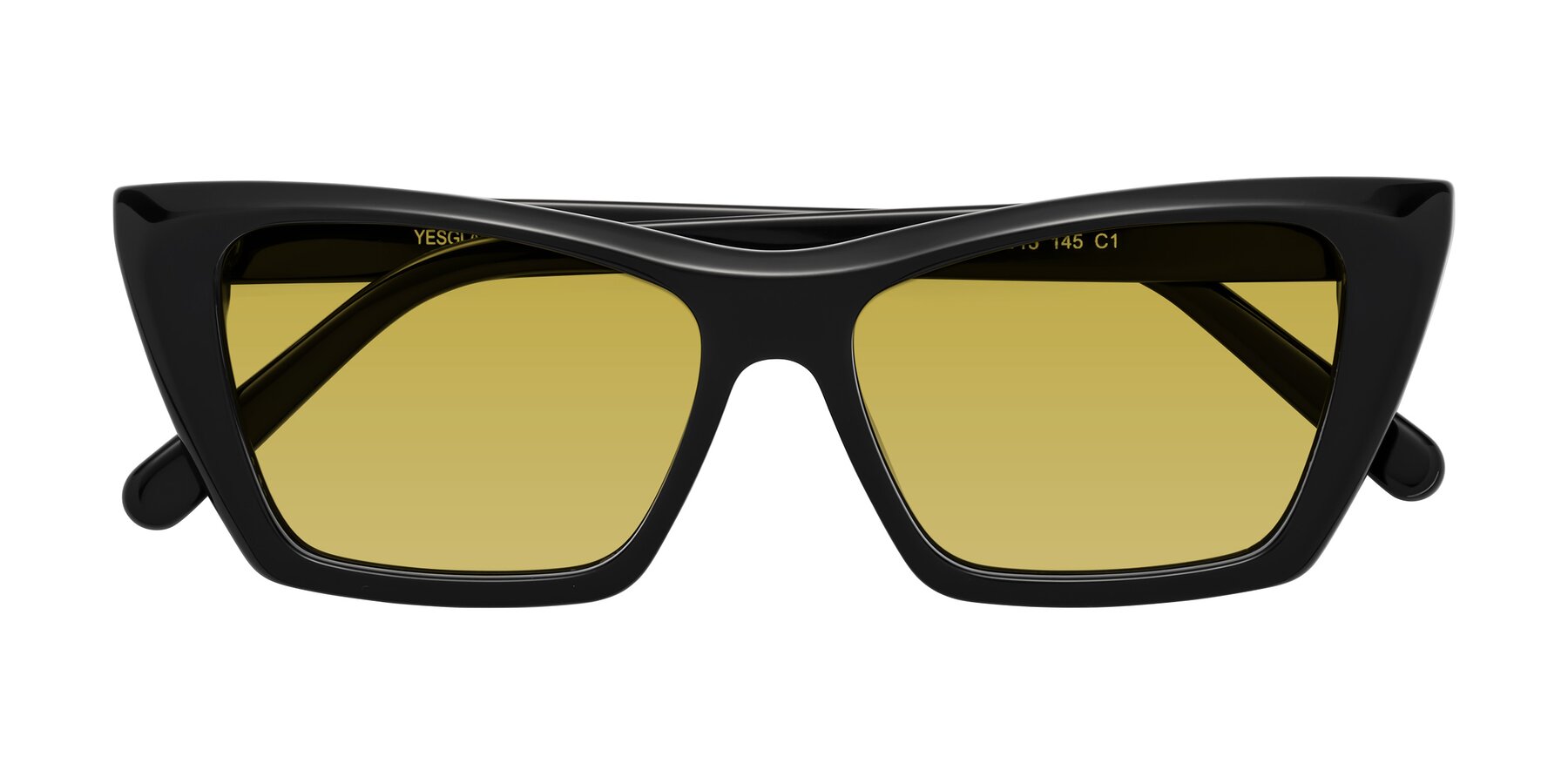 Folded Front of Khoi in Black with Champagne Tinted Lenses