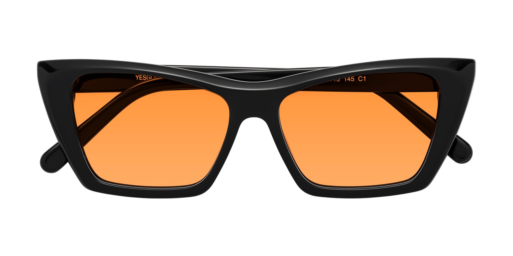 Folded Front of Khoi in Black with Orange Tinted Lenses