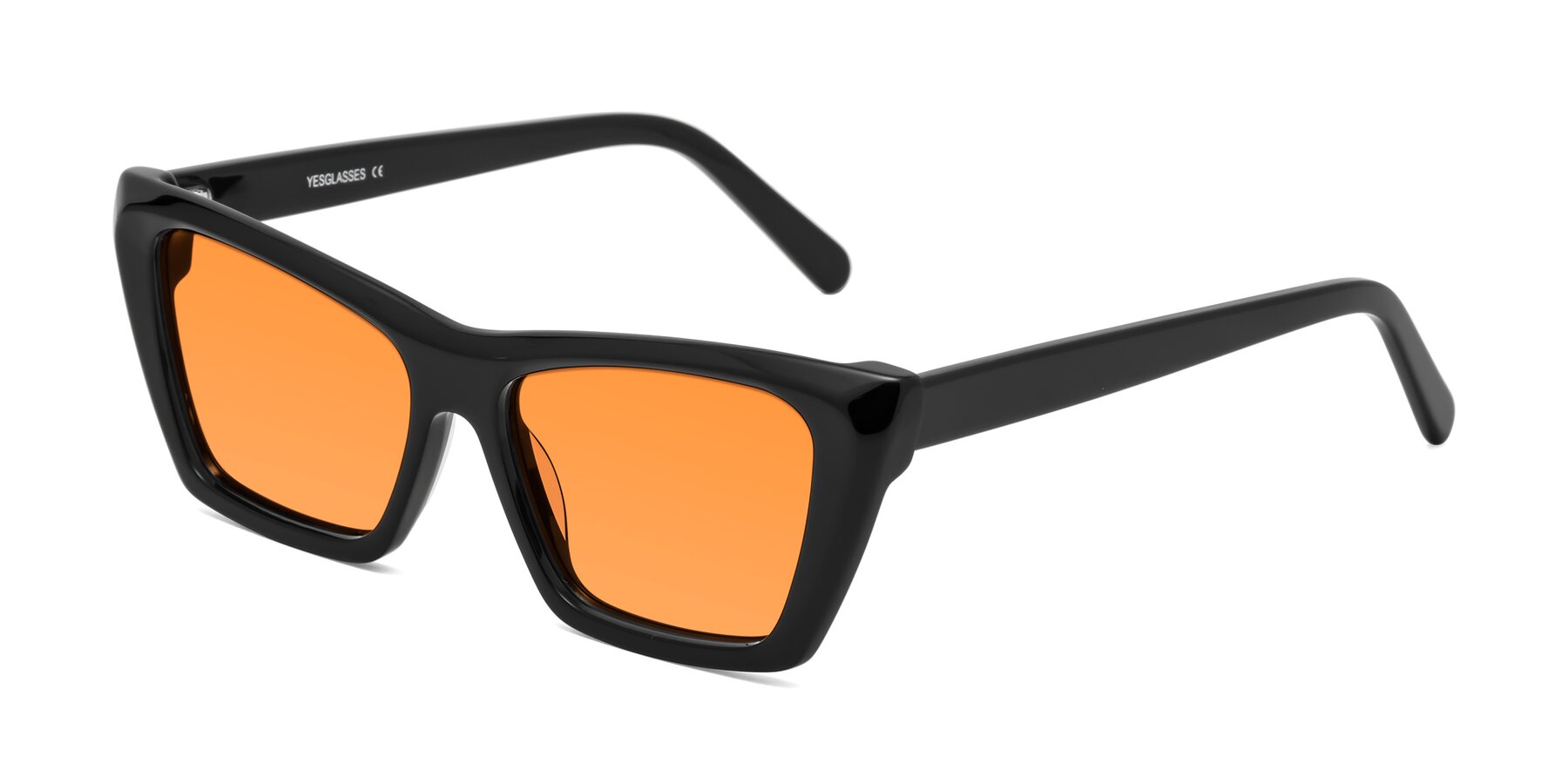 Angle of Khoi in Black with Orange Tinted Lenses
