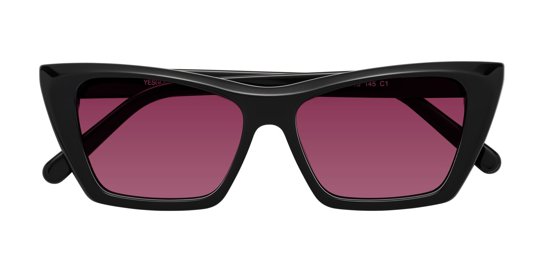 Folded Front of Khoi in Black with Wine Tinted Lenses