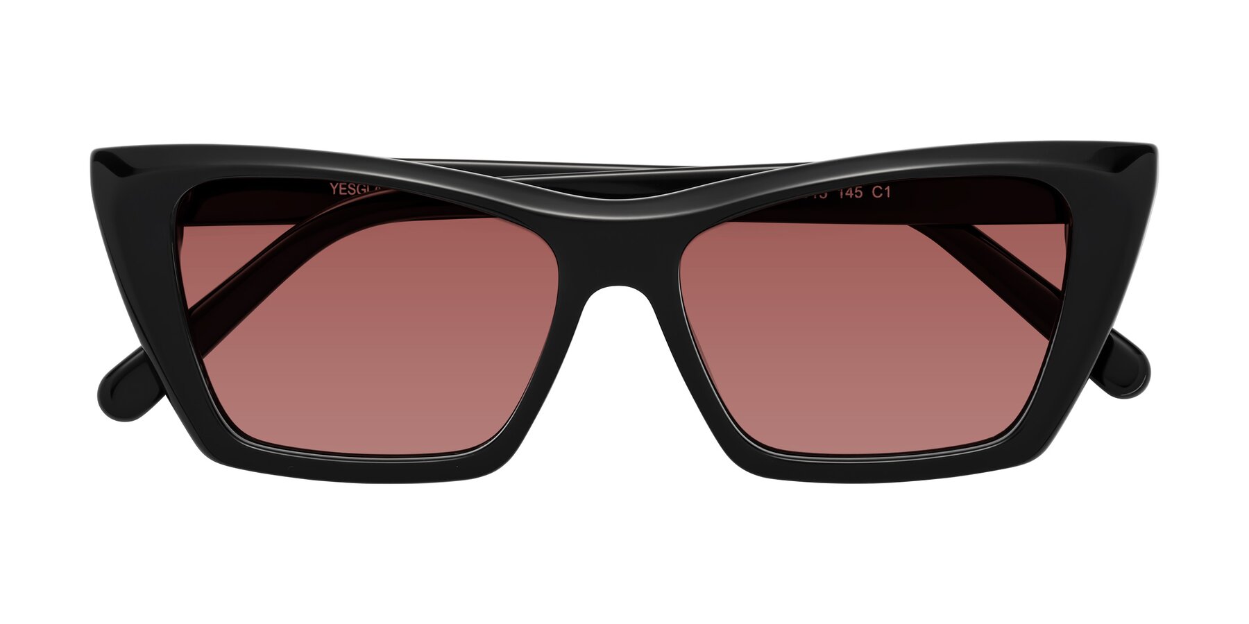 Folded Front of Khoi in Black with Garnet Tinted Lenses