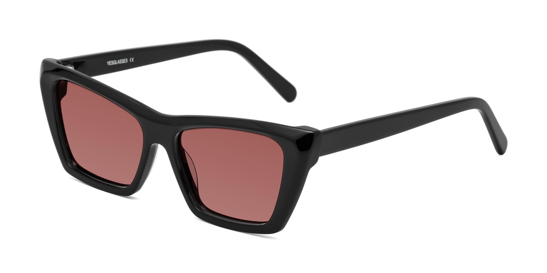 Angle of Khoi in Black with Garnet Tinted Lenses