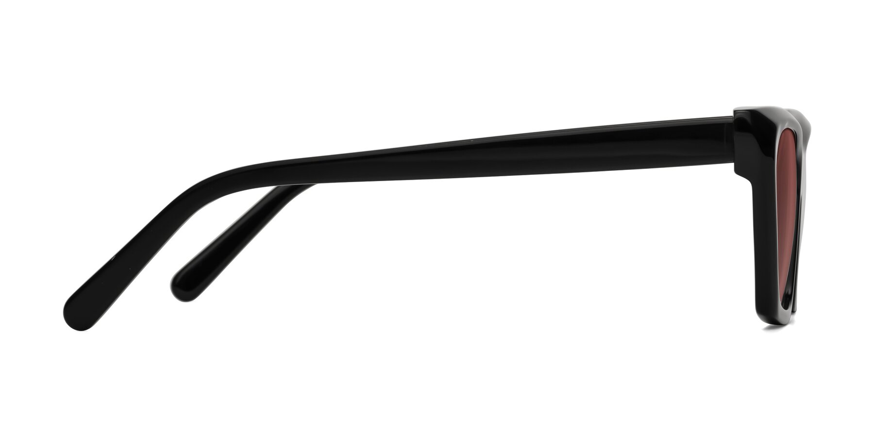 Side of Khoi in Black with Garnet Tinted Lenses