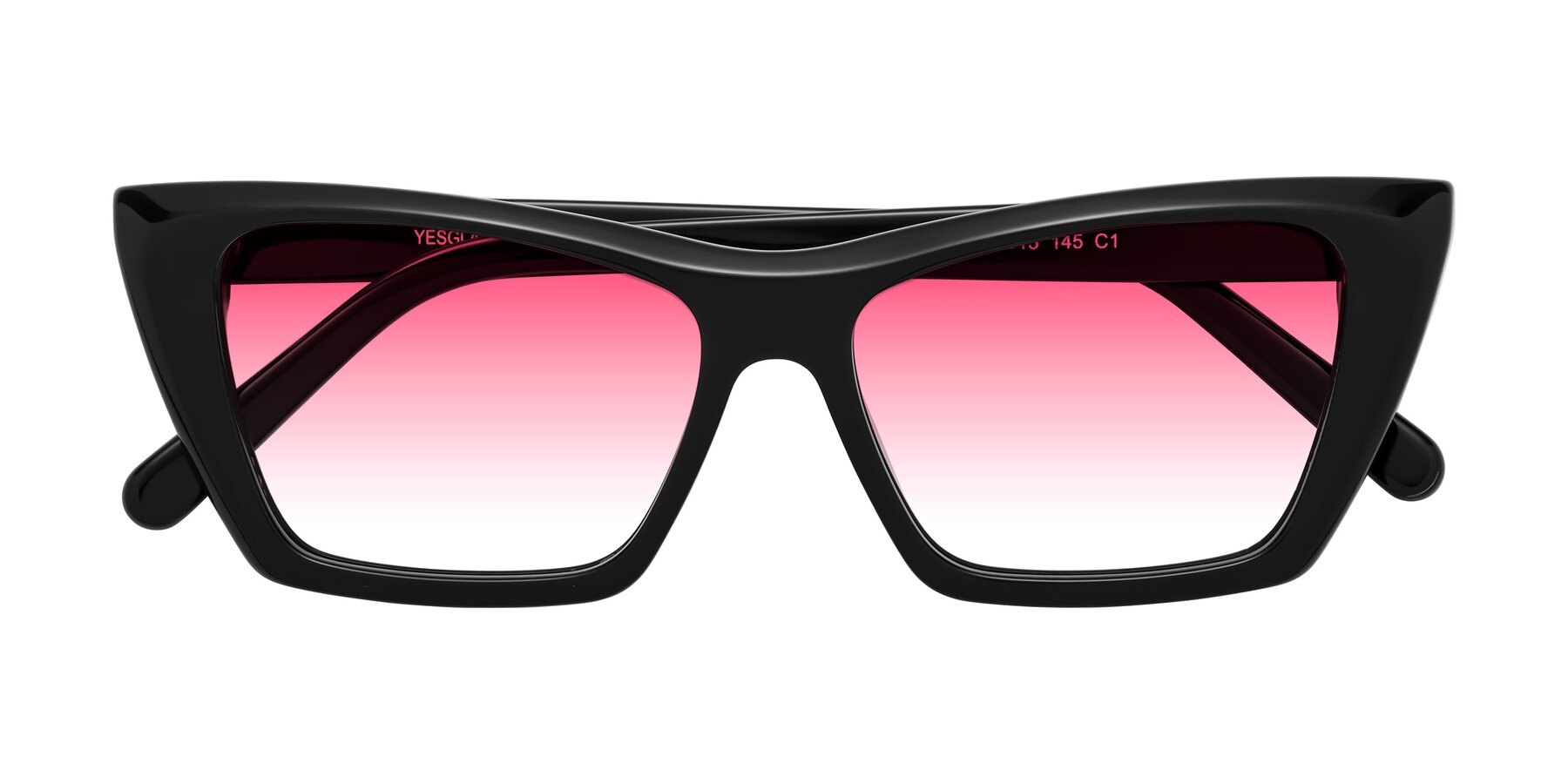 Folded Front of Khoi in Black with Pink Gradient Lenses