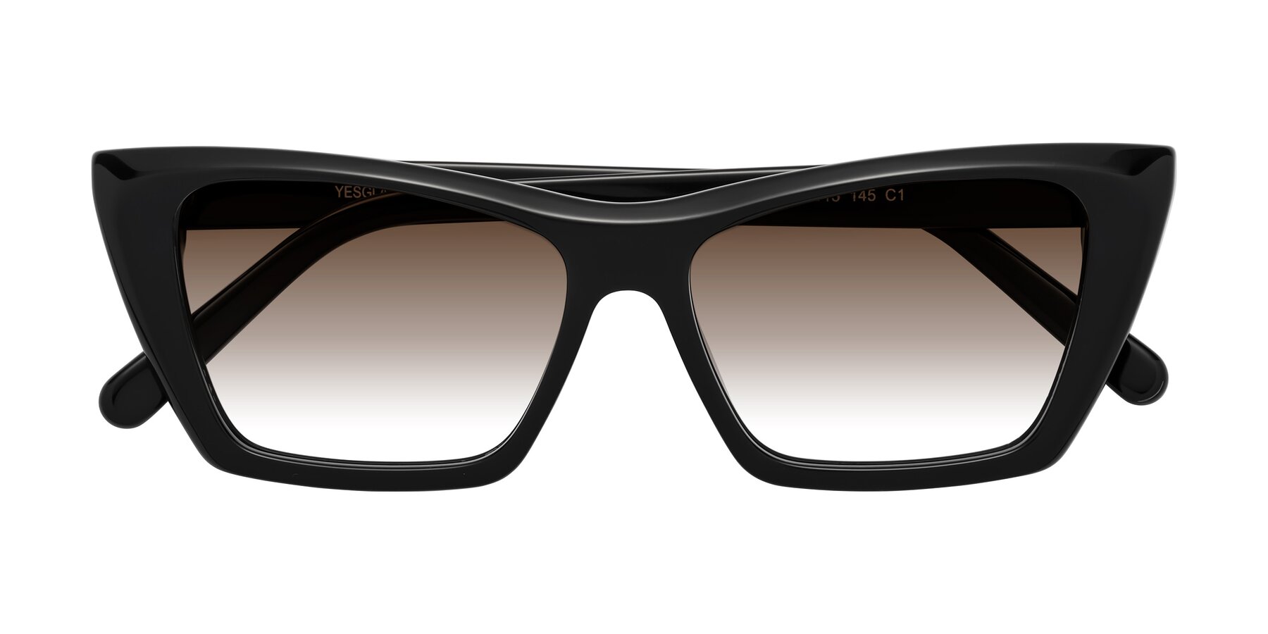 Folded Front of Khoi in Black with Brown Gradient Lenses