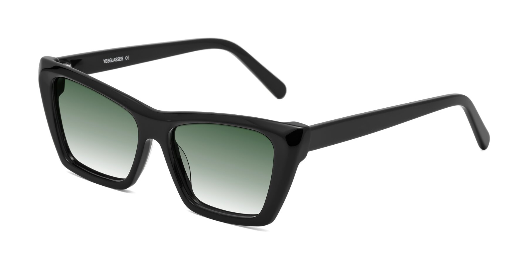 Angle of Khoi in Black with Green Gradient Lenses