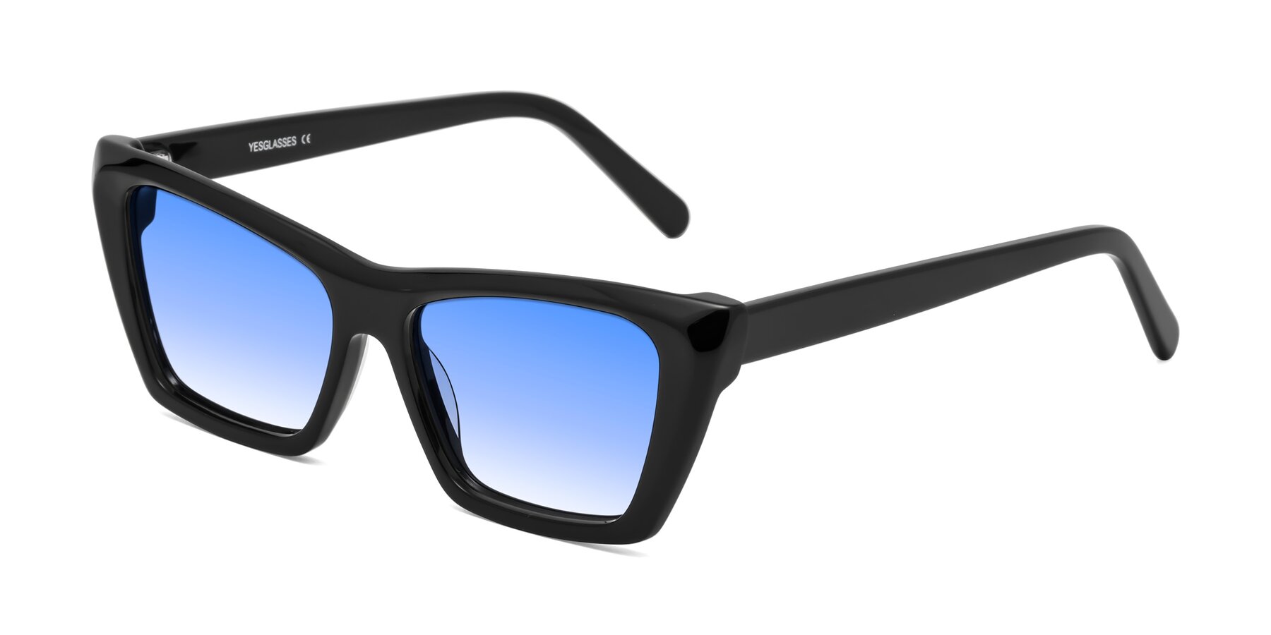 Angle of Khoi in Black with Blue Gradient Lenses