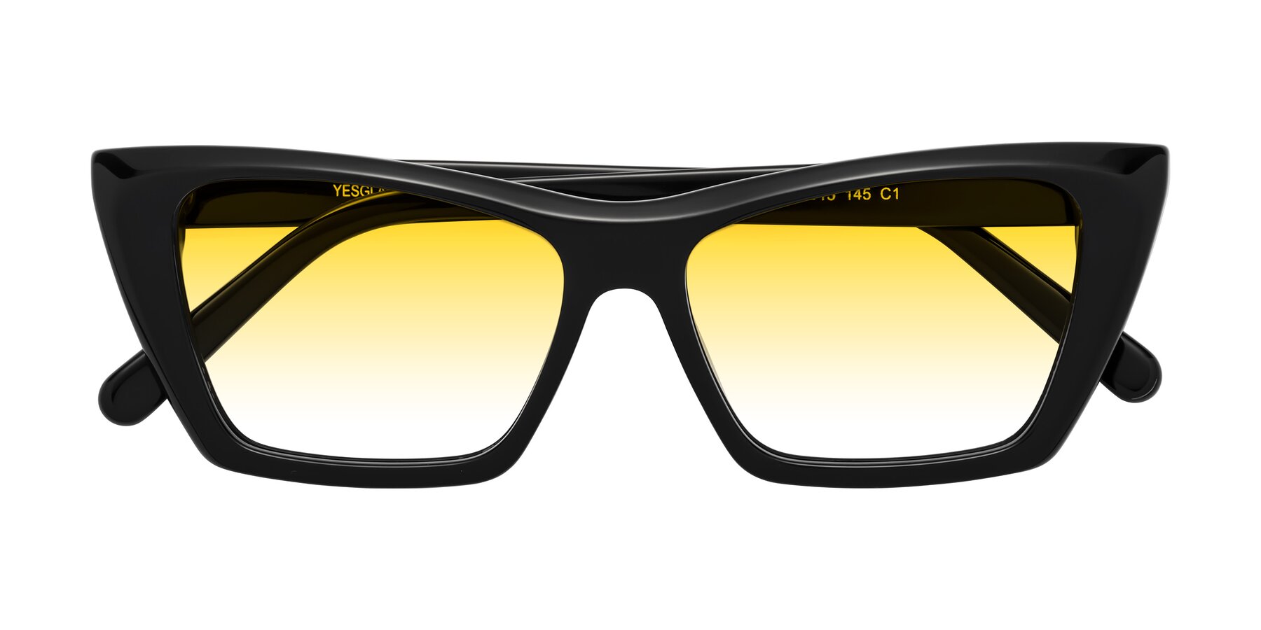 Folded Front of Khoi in Black with Yellow Gradient Lenses