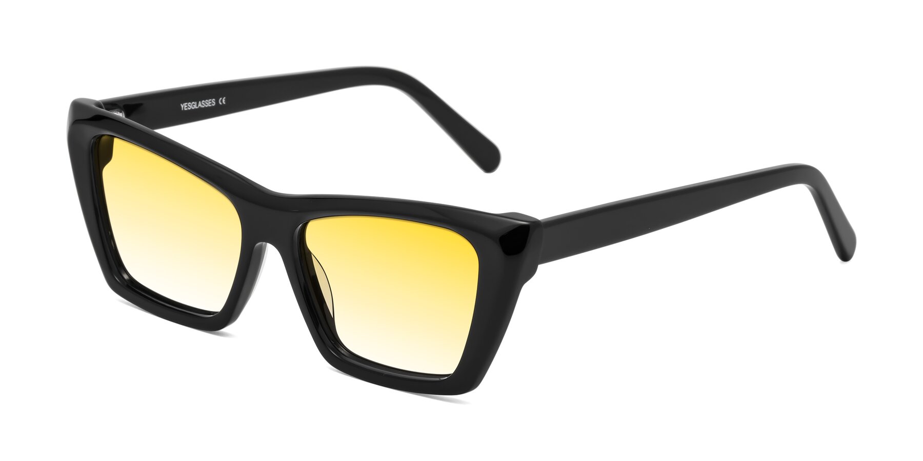 Angle of Khoi in Black with Yellow Gradient Lenses