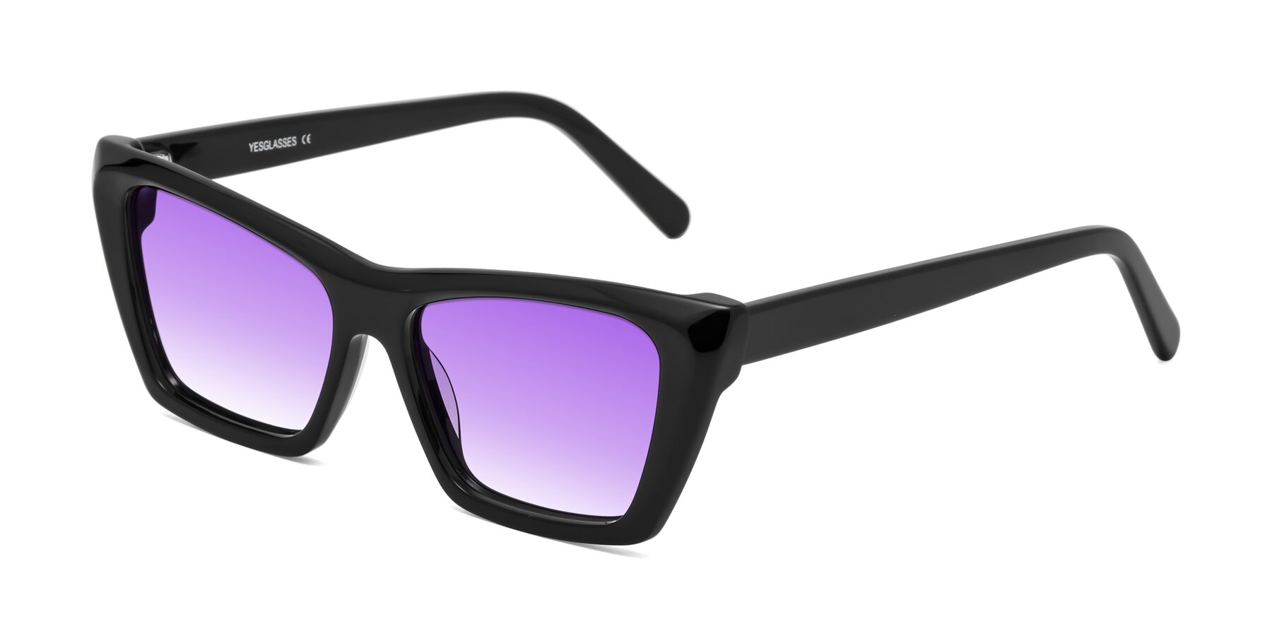 Angle of Khoi in Black with Purple Gradient Lenses