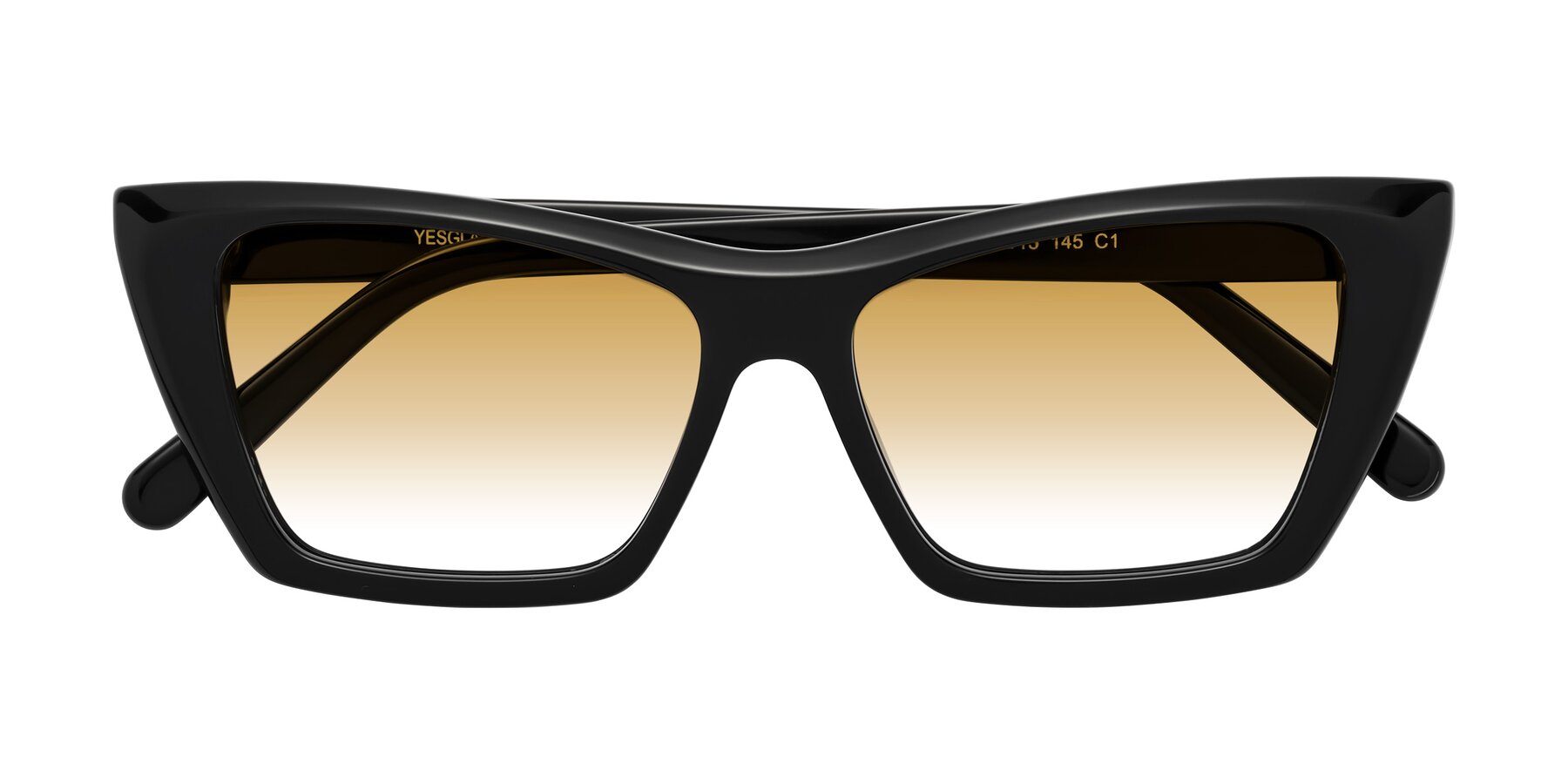 Folded Front of Khoi in Black with Champagne Gradient Lenses