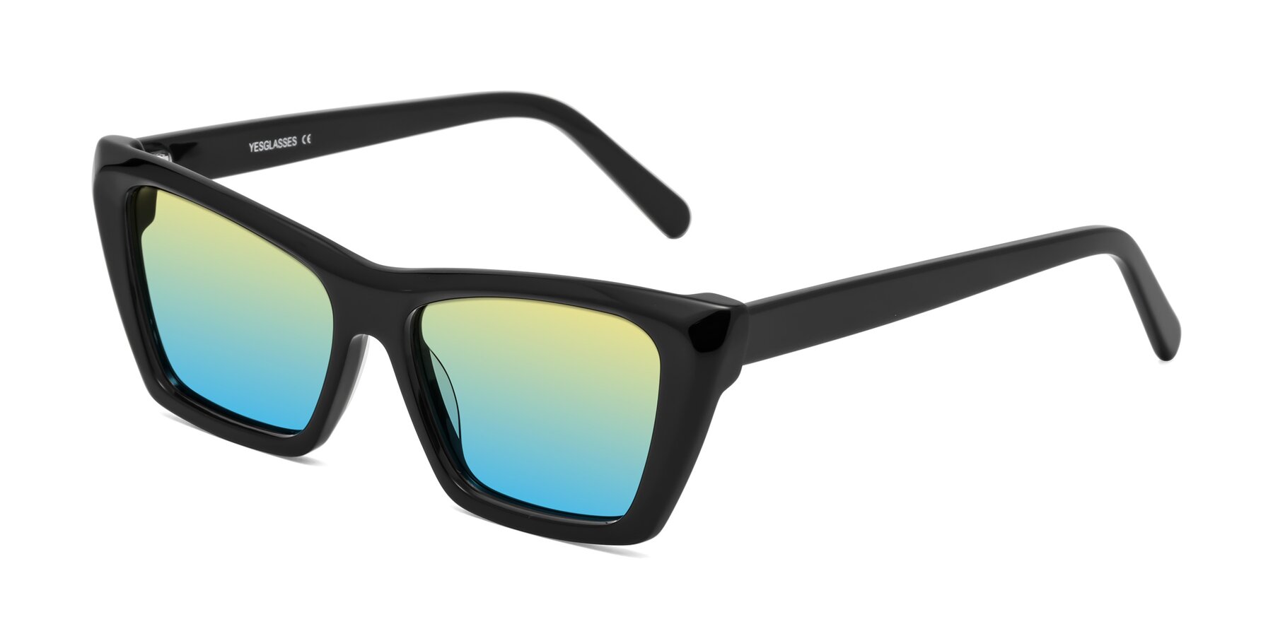 Angle of Khoi in Black with Yellow / Blue Gradient Lenses