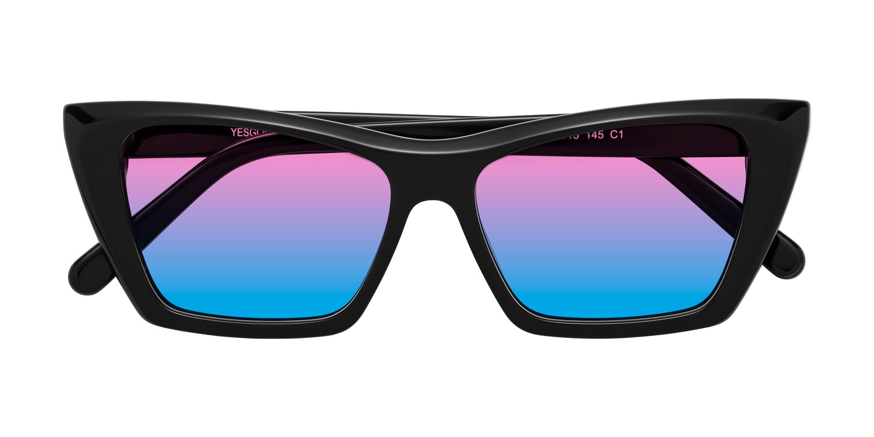 Folded Front of Khoi in Black with Pink / Blue Gradient Lenses