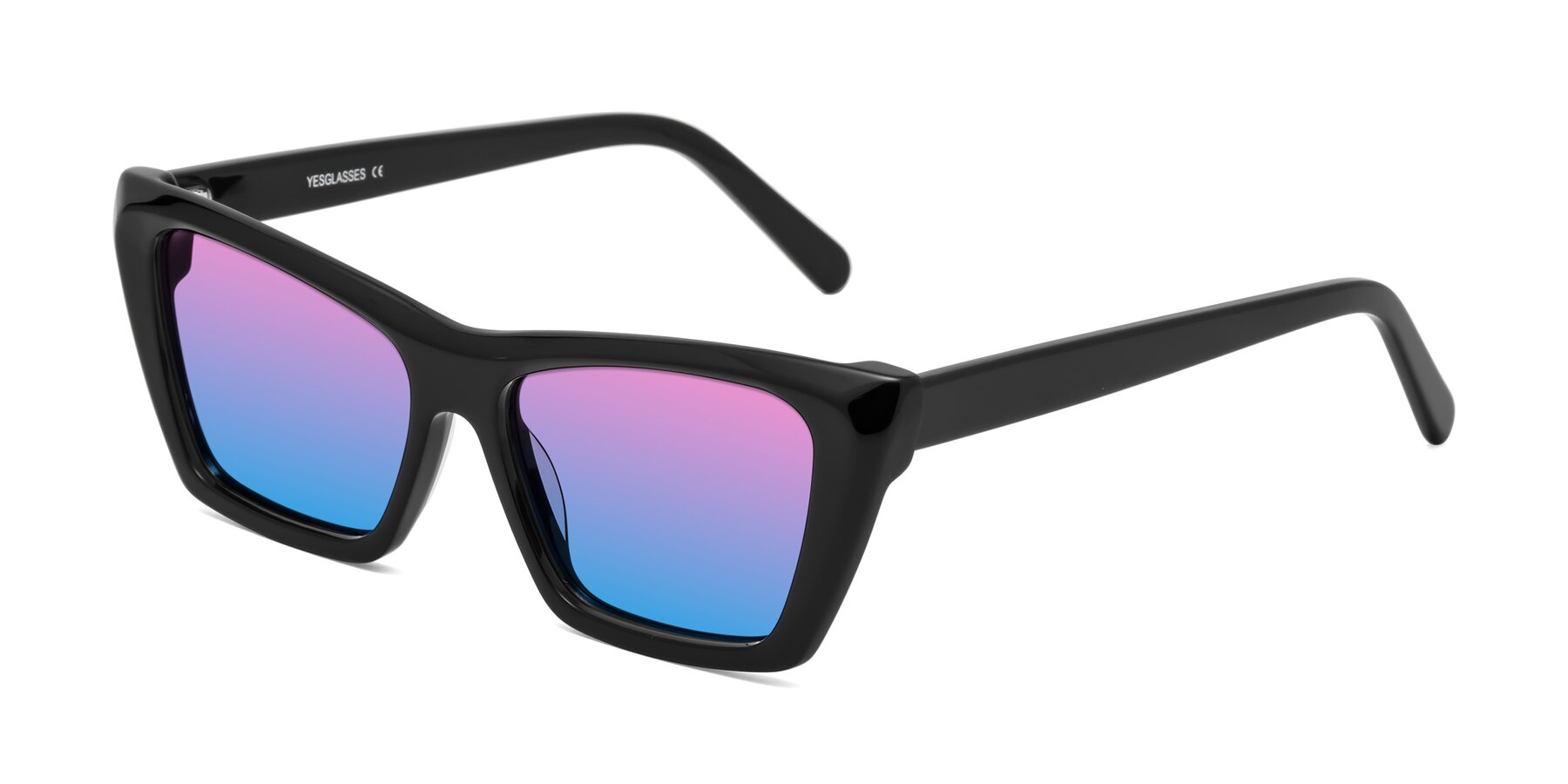 Angle of Khoi in Black with Pink / Blue Gradient Lenses