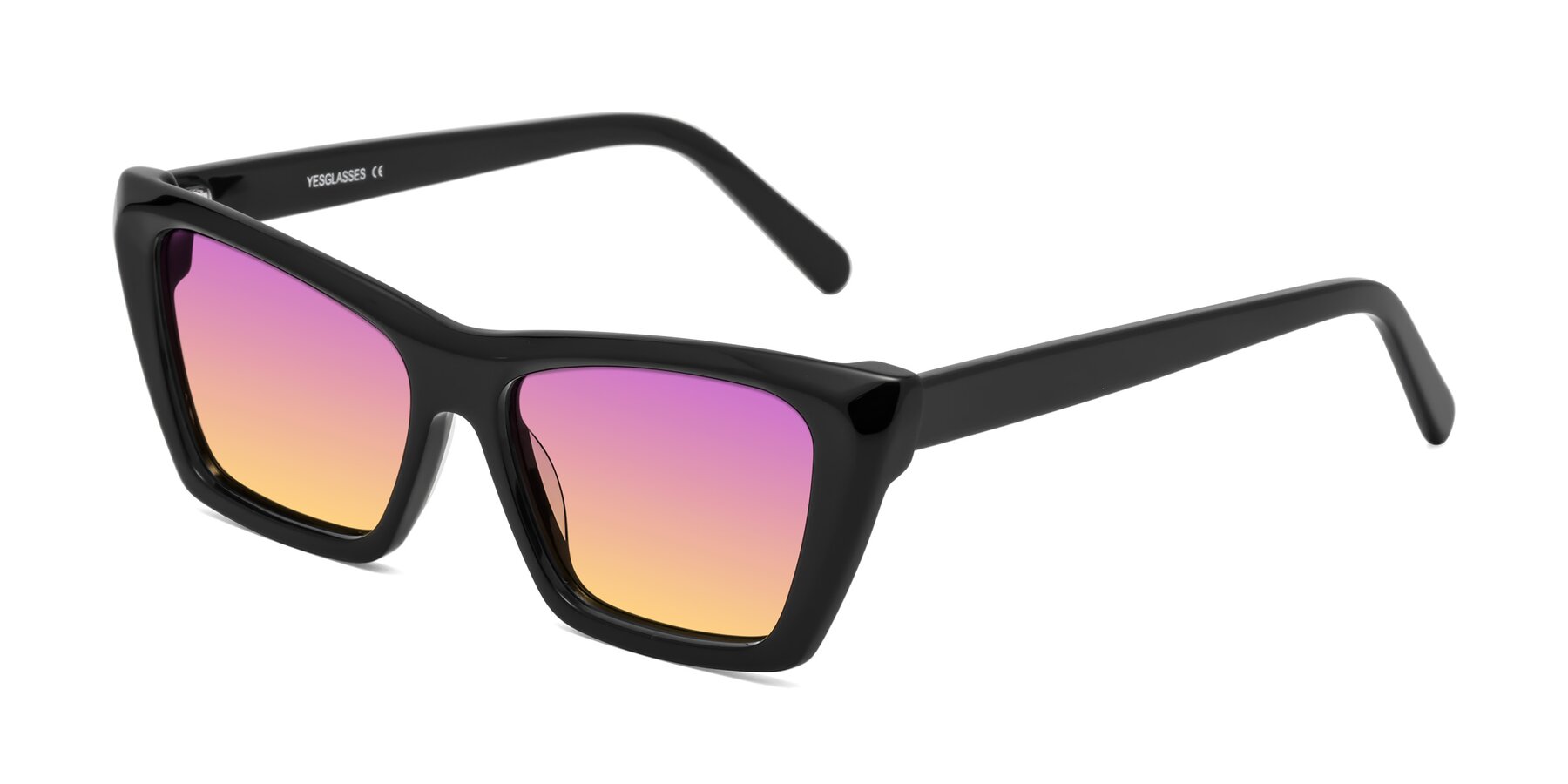 Angle of Khoi in Black with Purple / Yellow Gradient Lenses