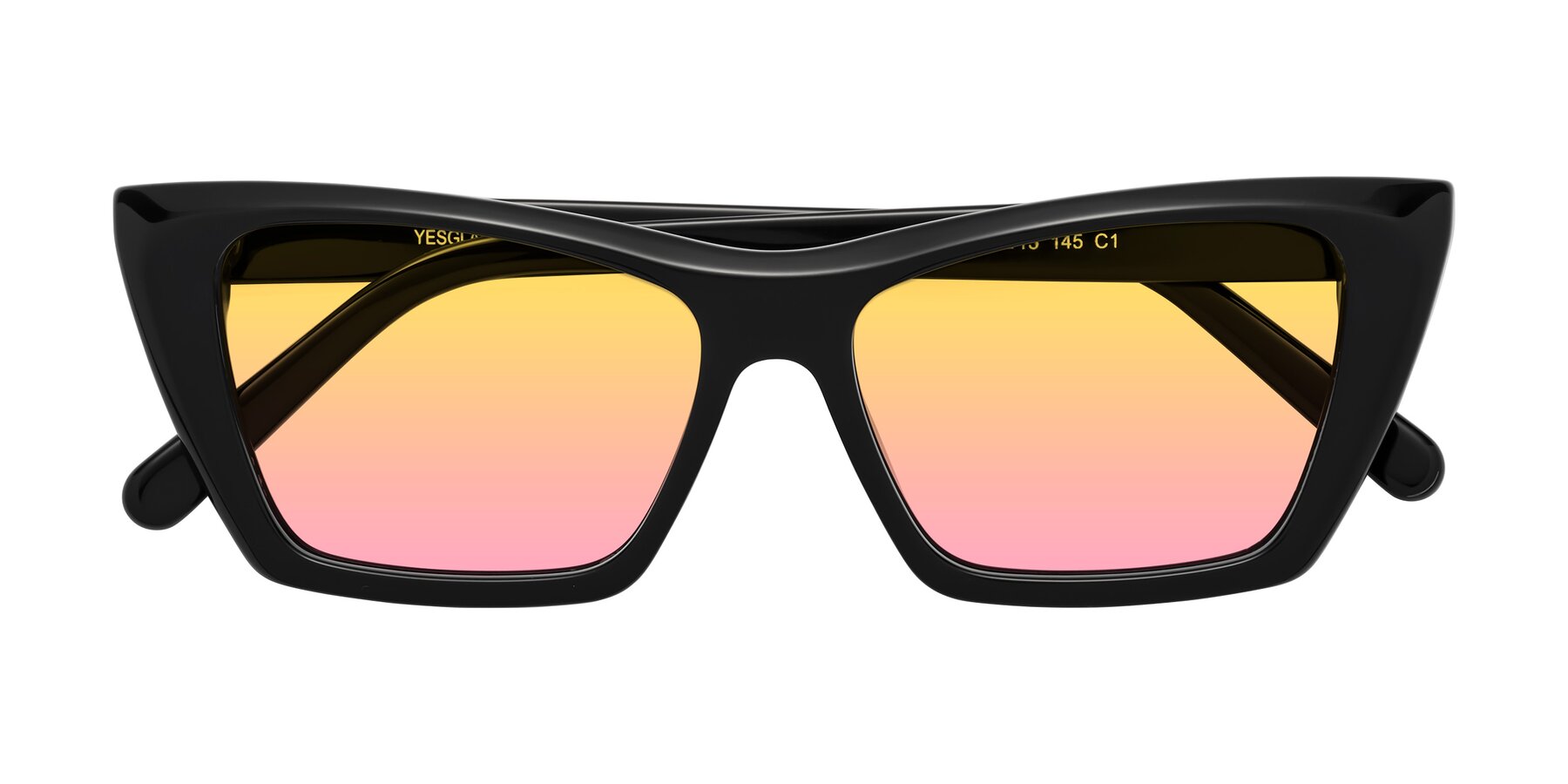 Folded Front of Khoi in Black with Yellow / Pink Gradient Lenses