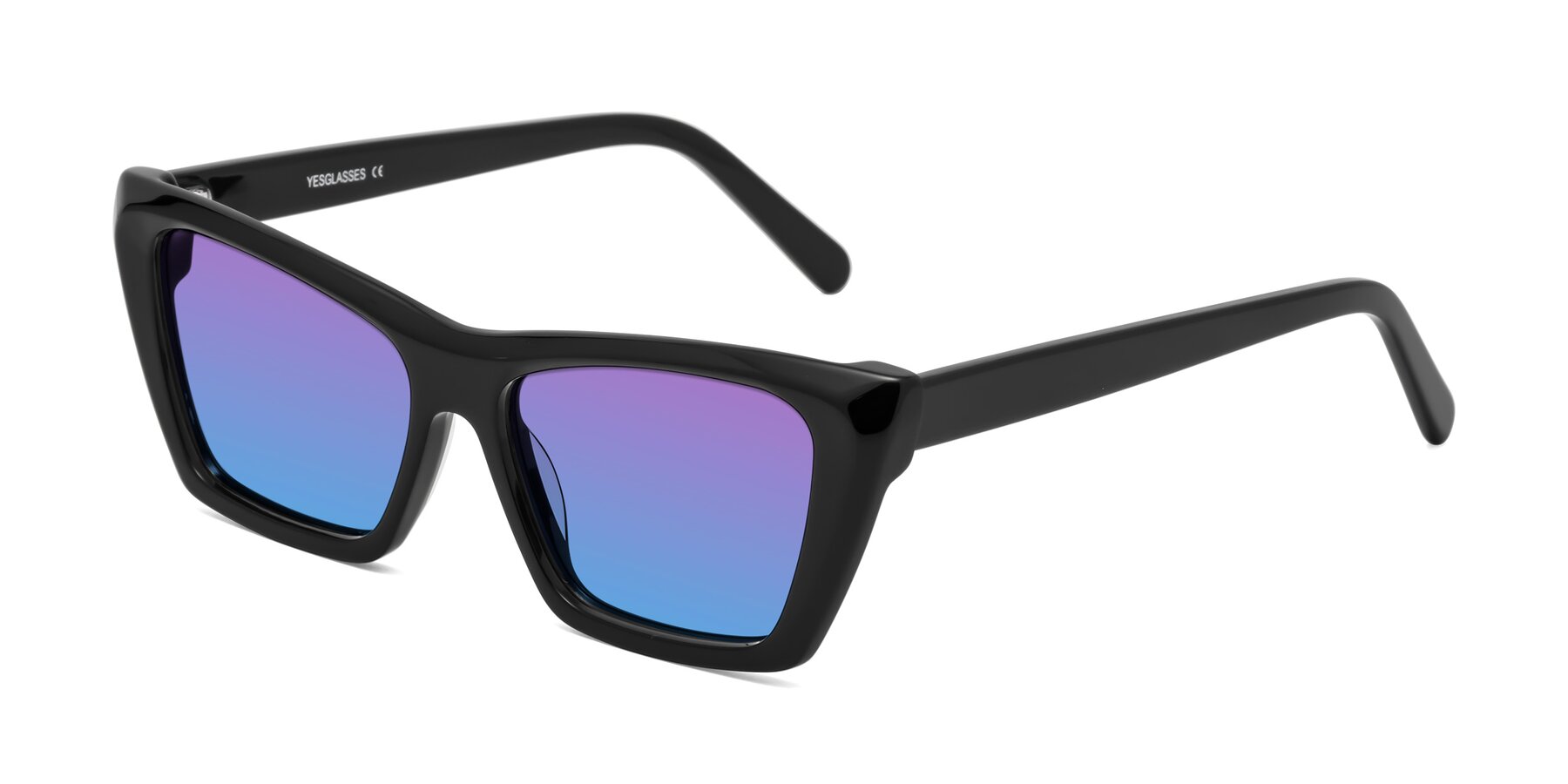 Angle of Khoi in Black with Purple / Blue Gradient Lenses