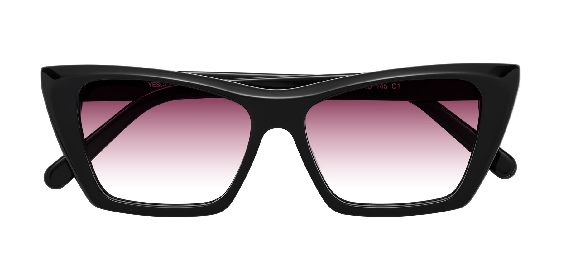 Folded Front of Khoi in Black with Wine Gradient Lenses