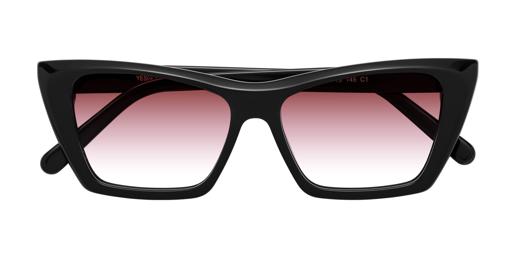 Folded Front of Khoi in Black with Garnet Gradient Lenses