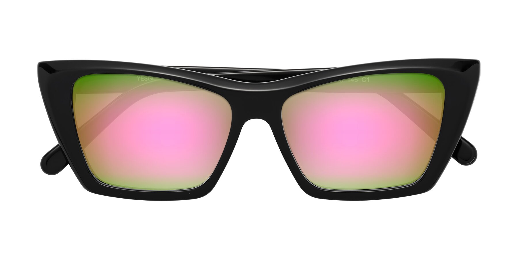 Folded Front of Khoi in Black with Pink Mirrored Lenses