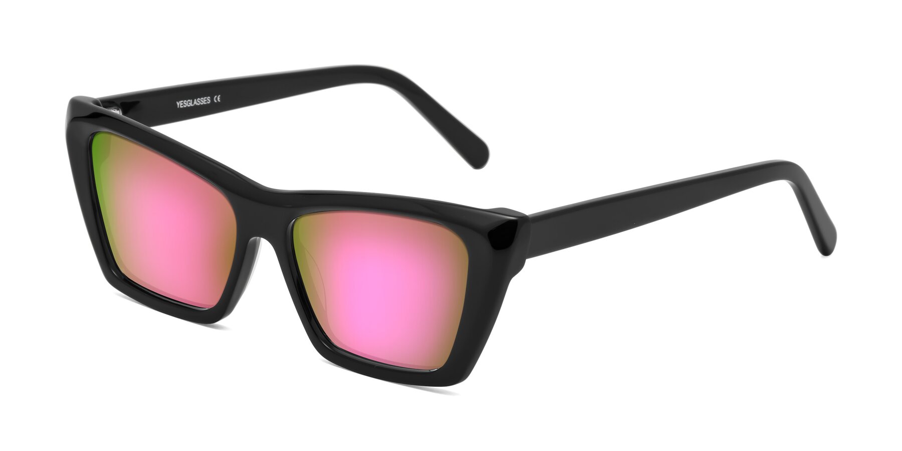 Angle of Khoi in Black with Pink Mirrored Lenses