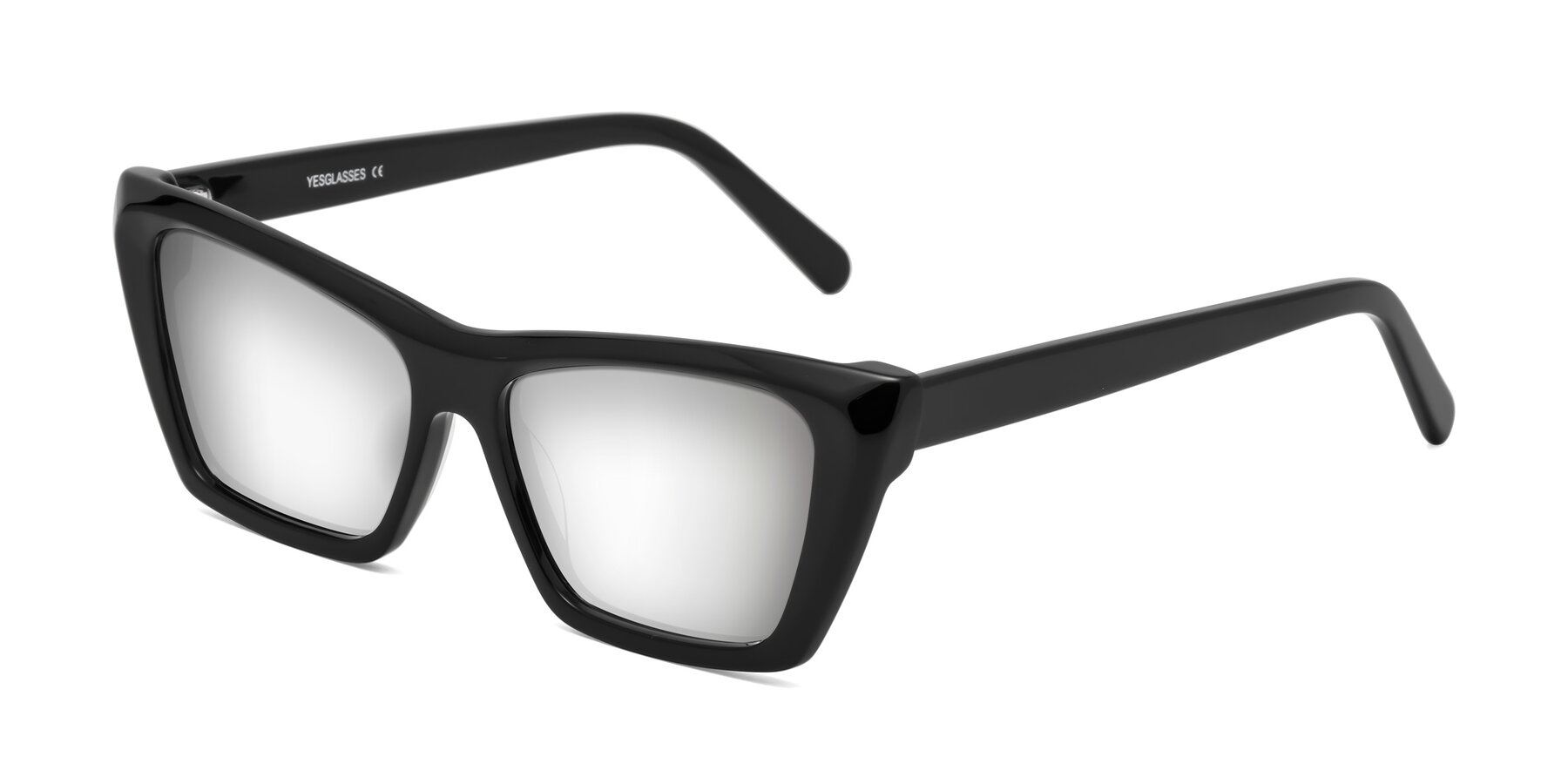 Angle of Khoi in Black with Silver Mirrored Lenses