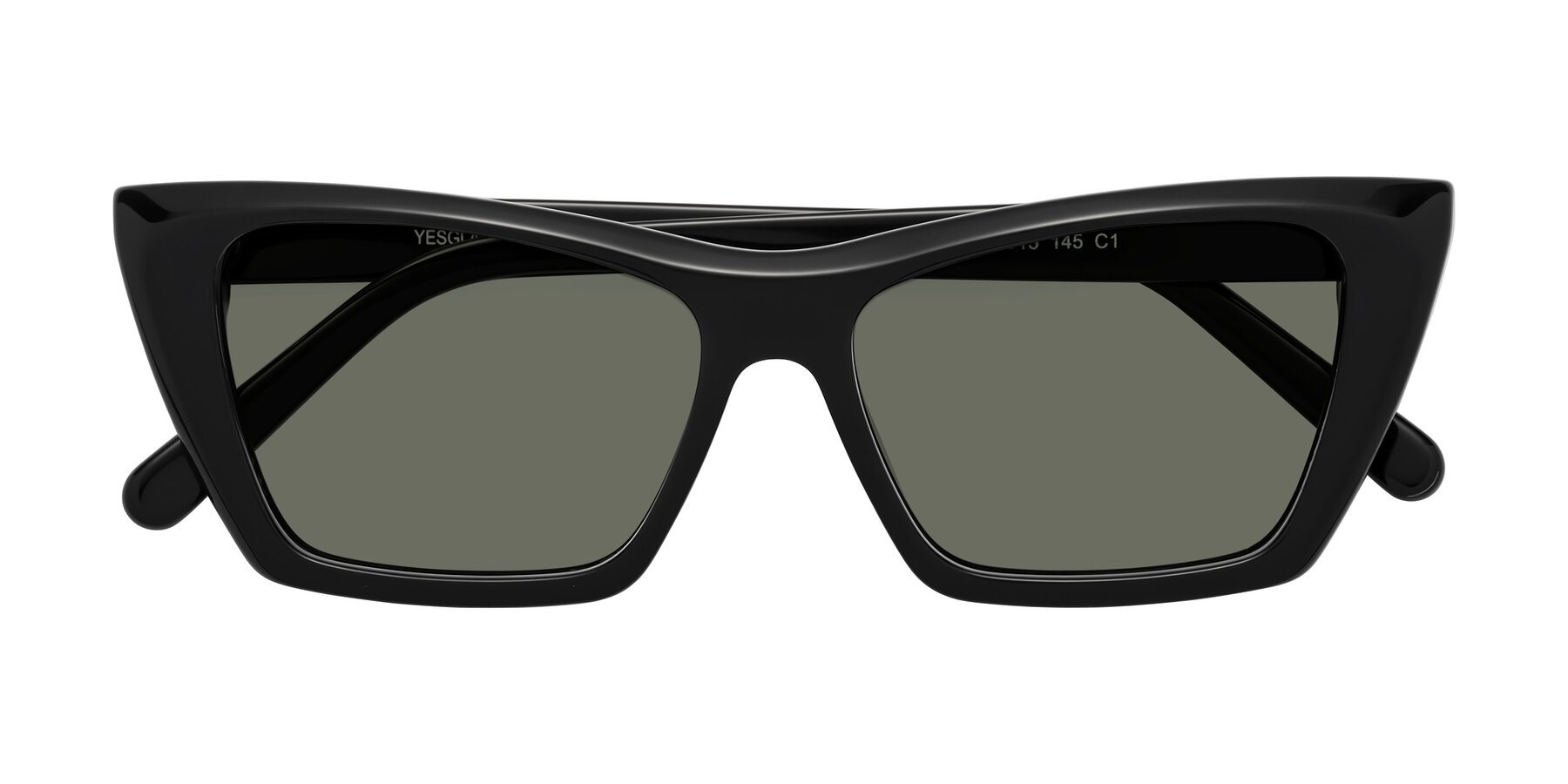 Folded Front of Khoi in Black with Gray Polarized Lenses