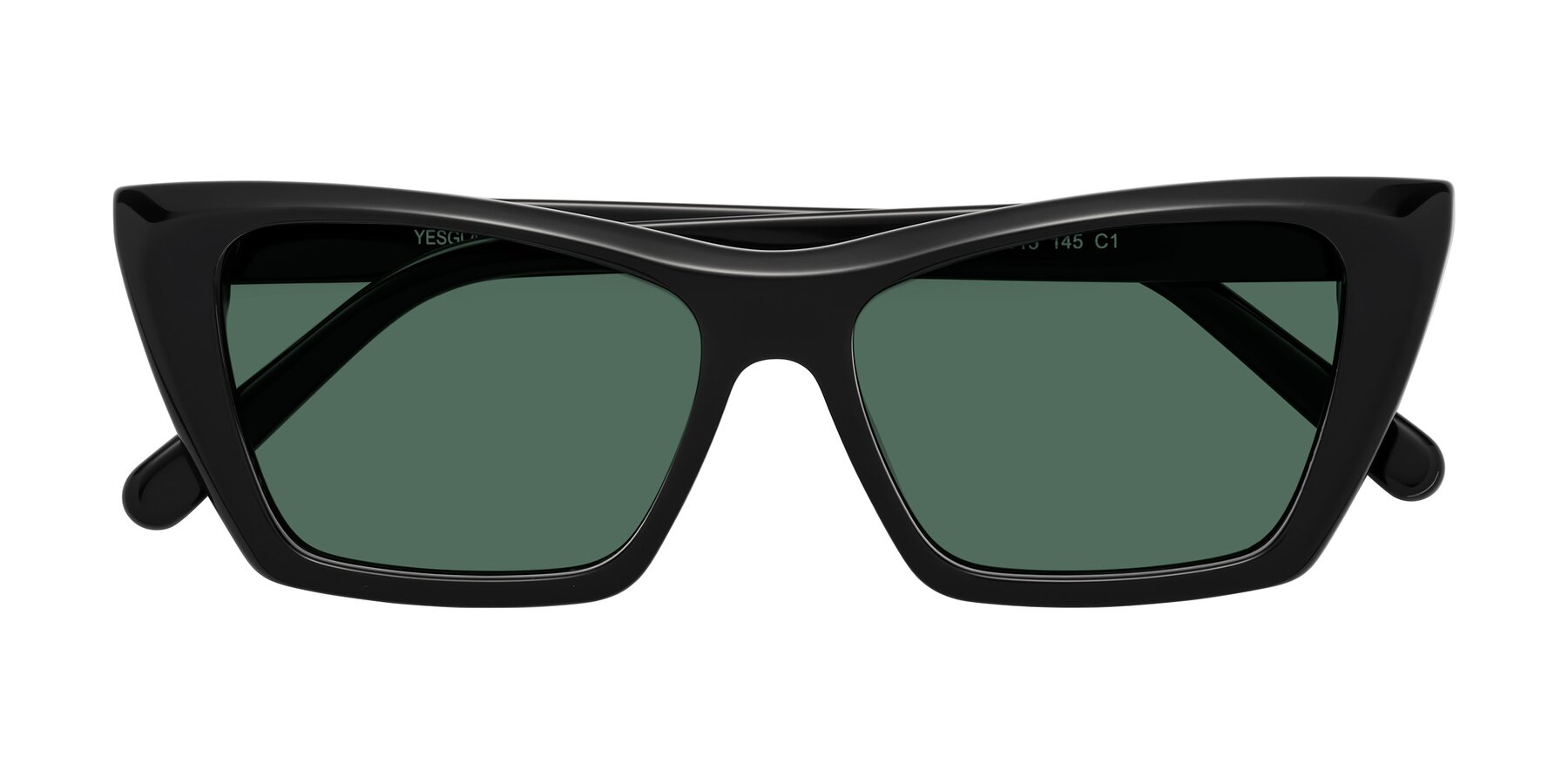 Folded Front of Khoi in Black with Green Polarized Lenses