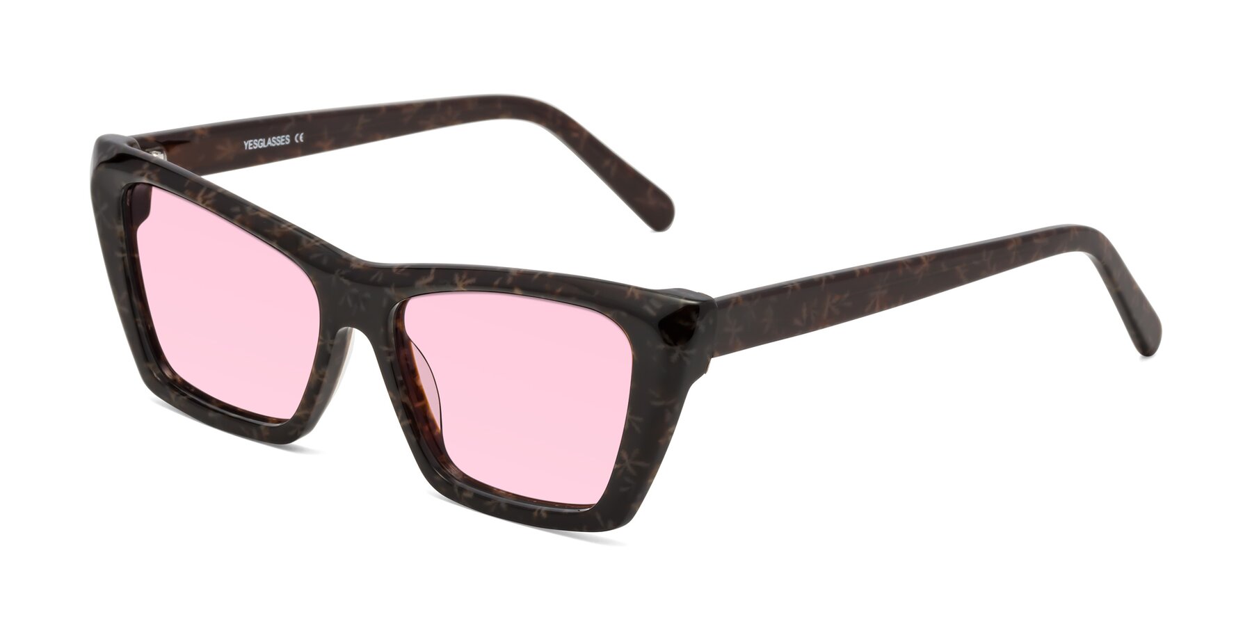 Angle of Khoi in Brown Snowflake with Light Pink Tinted Lenses