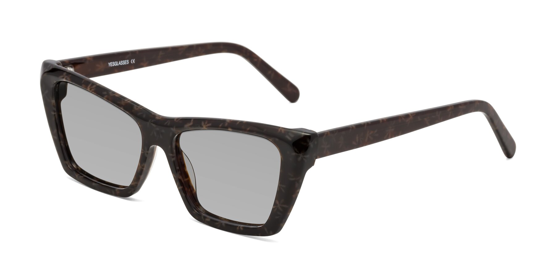 Angle of Khoi in Brown Snowflake with Light Gray Tinted Lenses