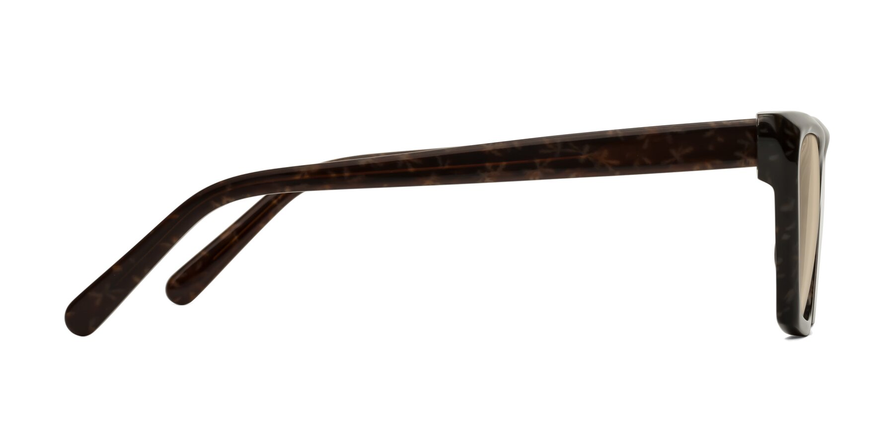 Side of Khoi in Brown Snowflake with Light Brown Tinted Lenses