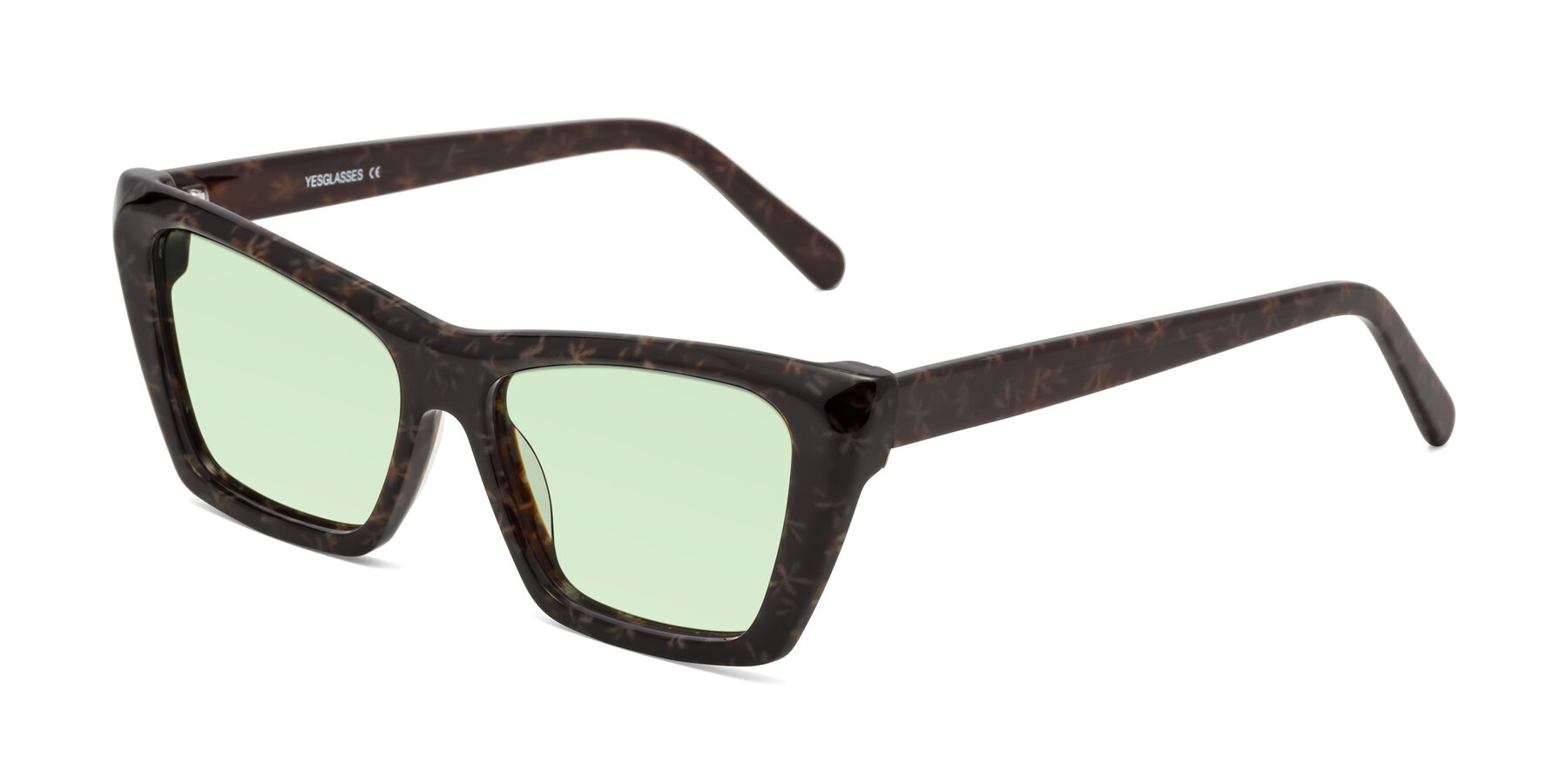 Angle of Khoi in Brown Snowflake with Light Green Tinted Lenses