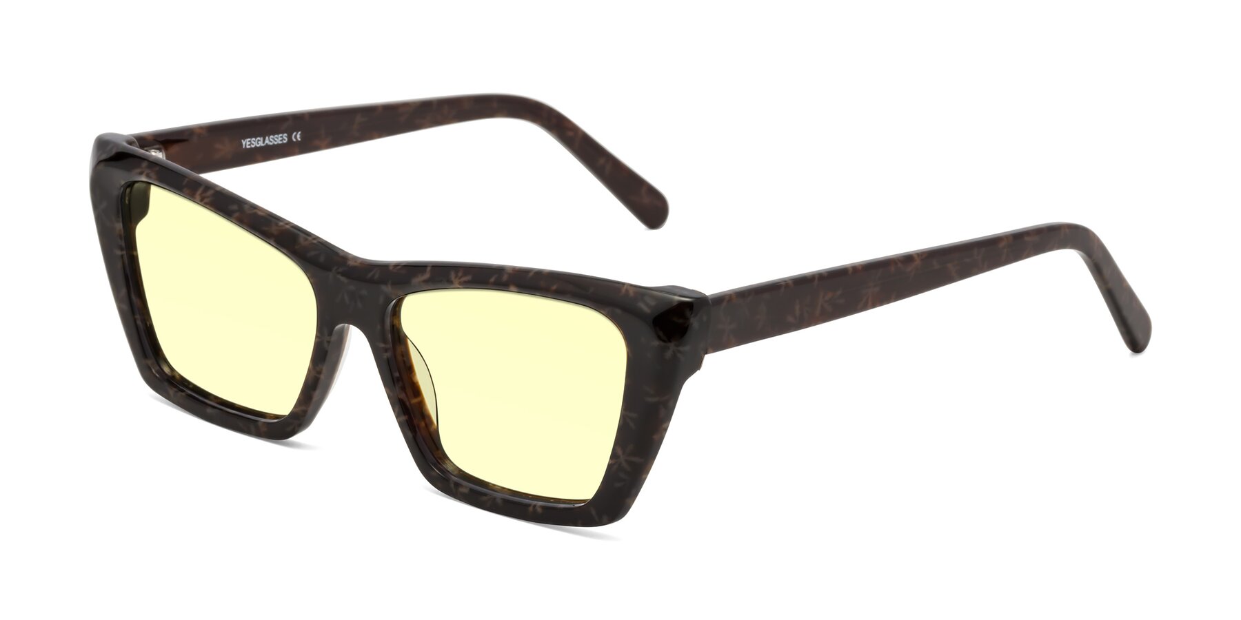 Angle of Khoi in Brown Snowflake with Light Yellow Tinted Lenses