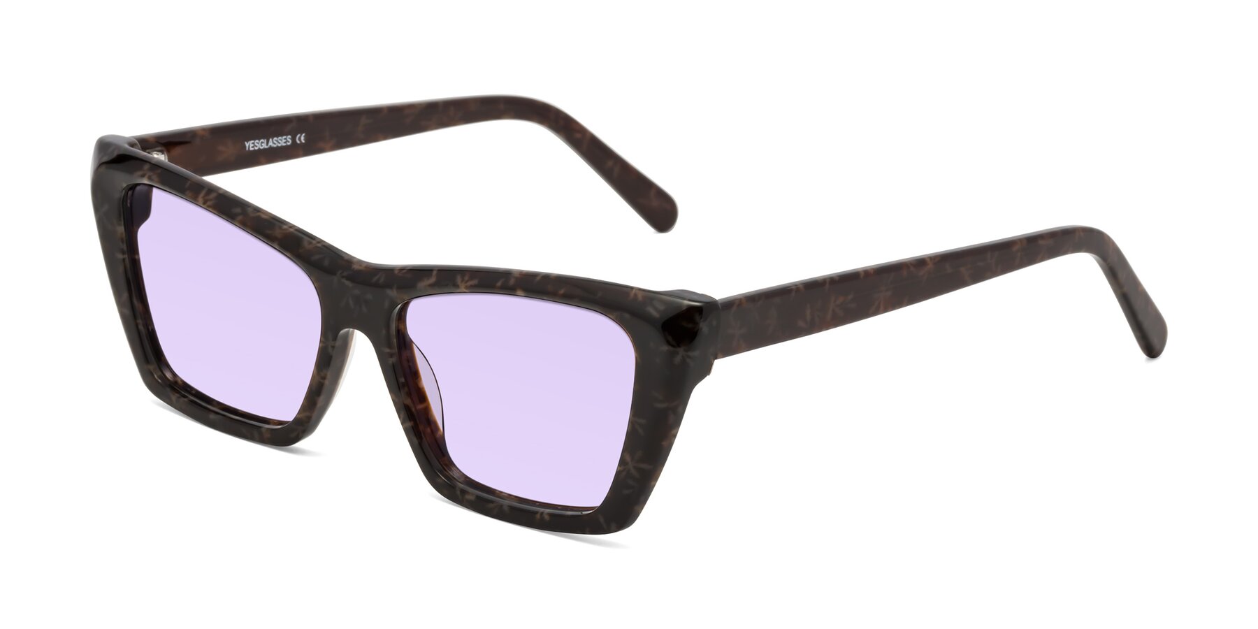 Angle of Khoi in Brown Snowflake with Light Purple Tinted Lenses
