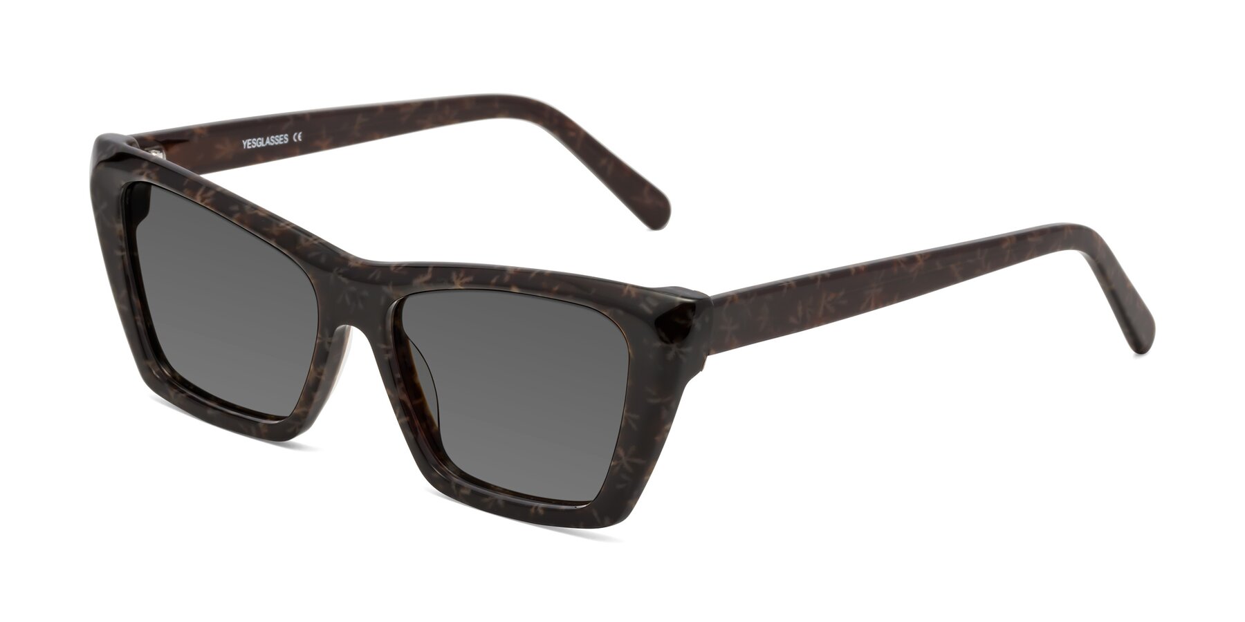 Angle of Khoi in Brown Snowflake with Medium Gray Tinted Lenses