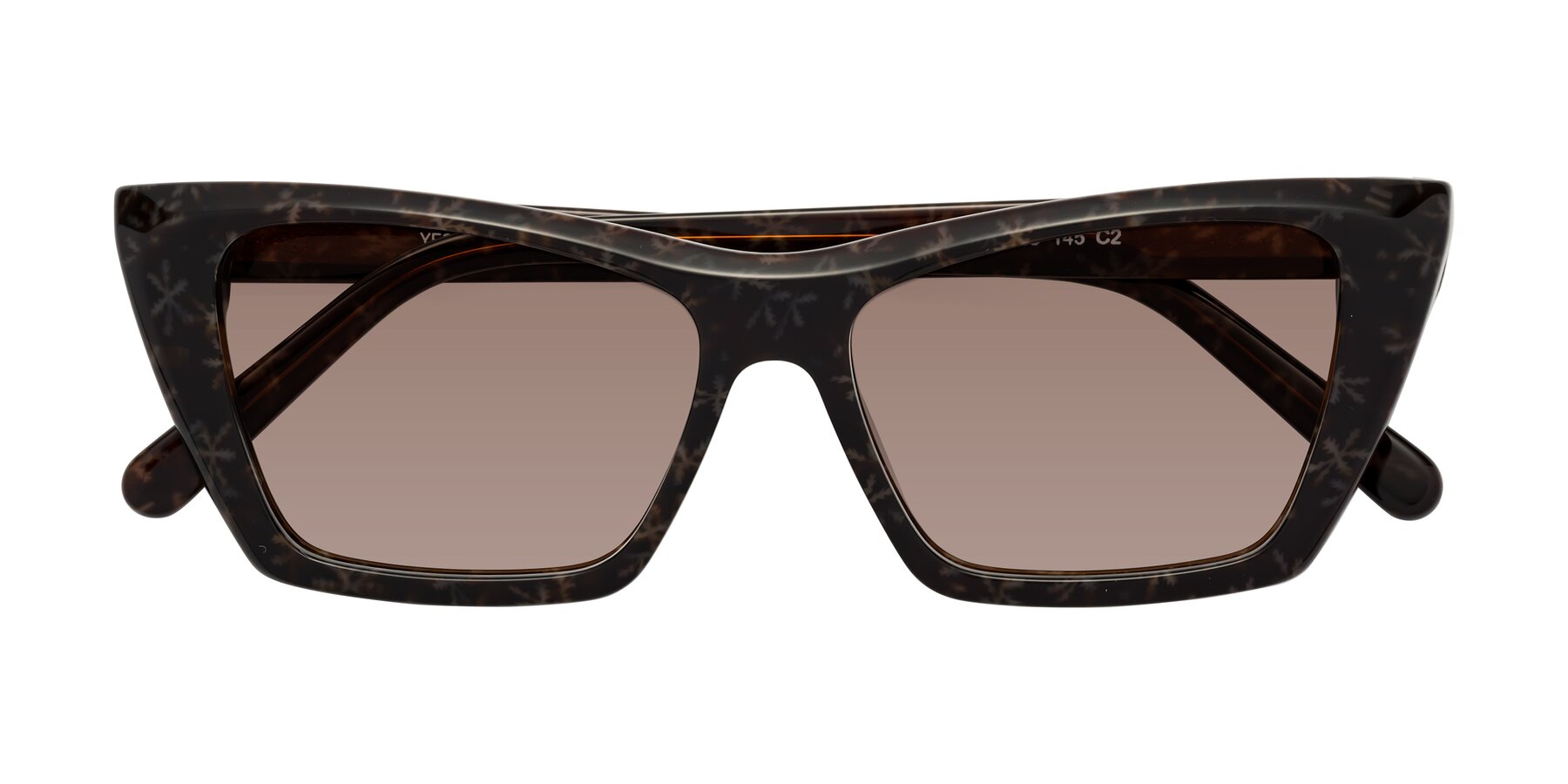 Folded Front of Khoi in Brown Snowflake with Medium Brown Tinted Lenses