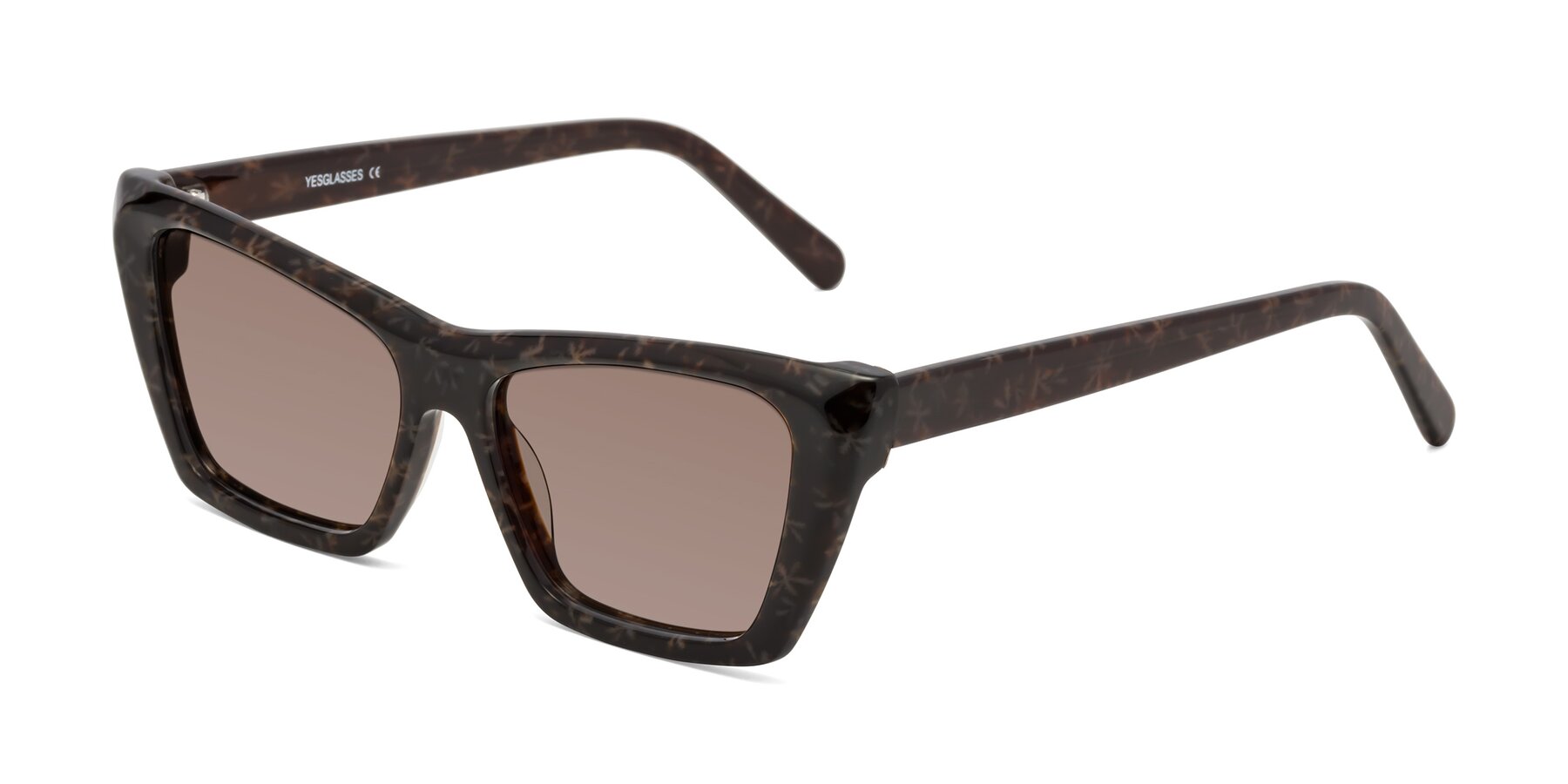 Angle of Khoi in Brown Snowflake with Medium Brown Tinted Lenses