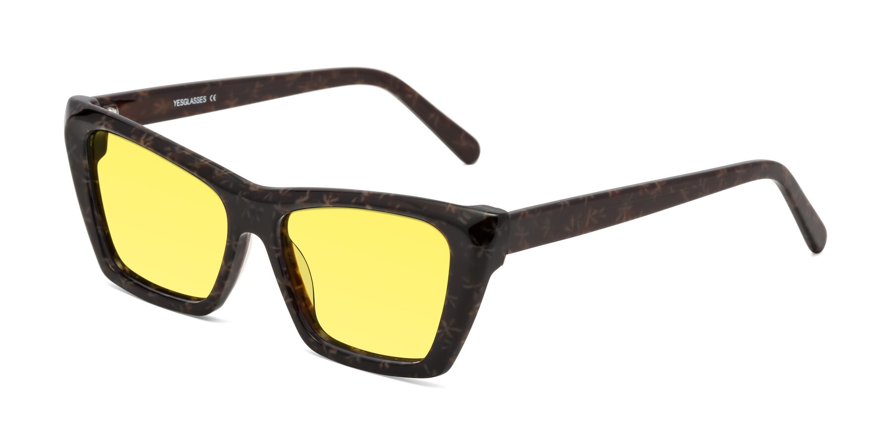 Angle of Khoi in Brown Snowflake with Medium Yellow Tinted Lenses