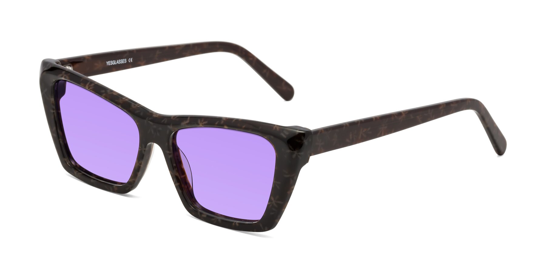 Angle of Khoi in Brown Snowflake with Medium Purple Tinted Lenses