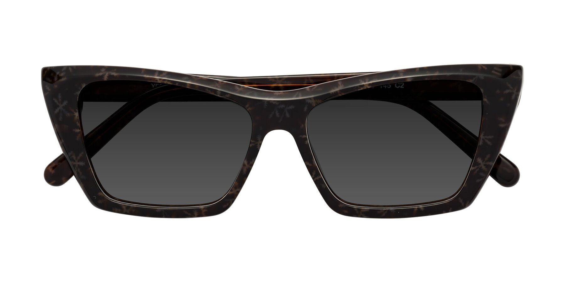 Folded Front of Khoi in Brown Snowflake with Gray Tinted Lenses