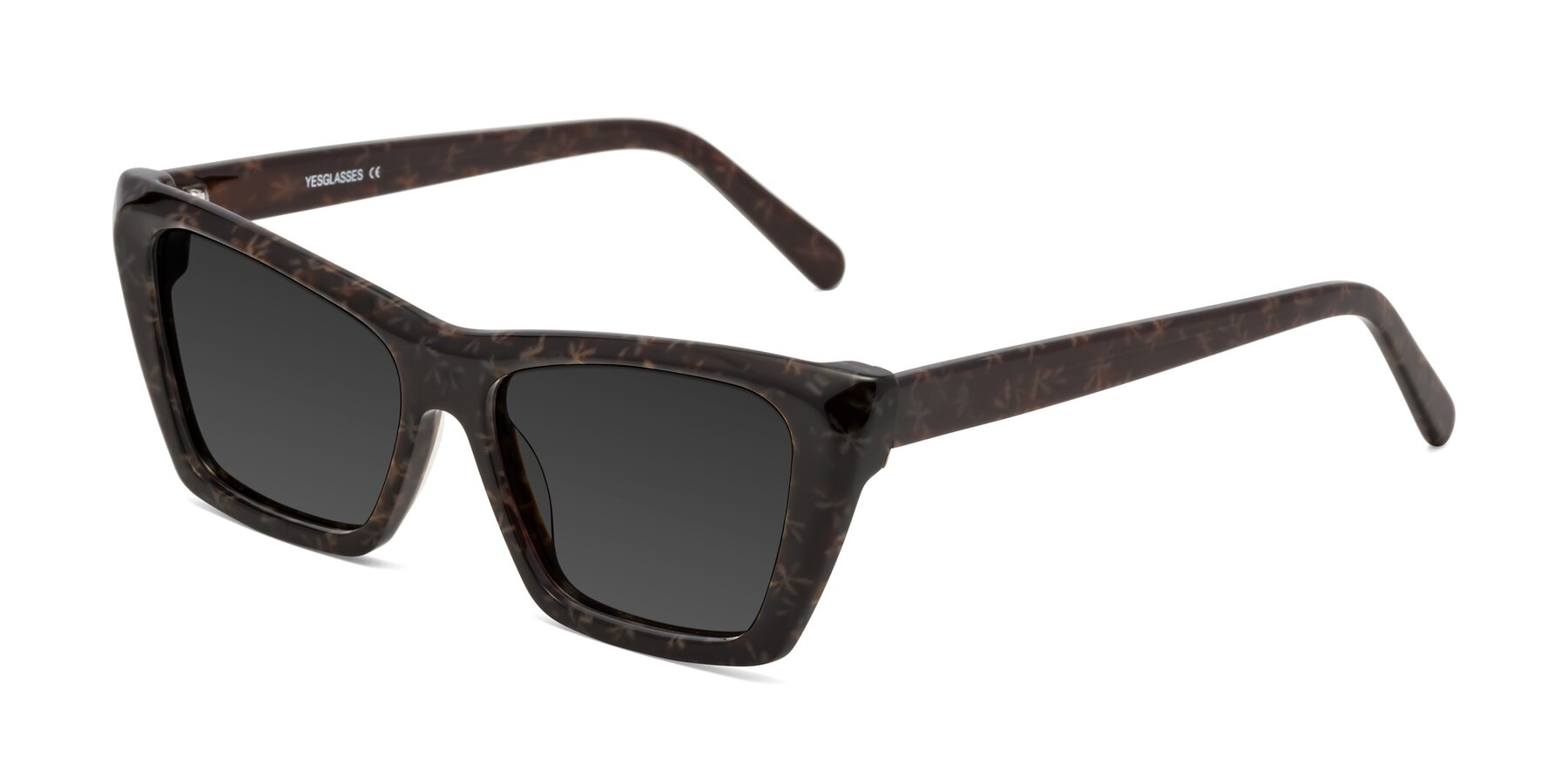 Angle of Khoi in Brown Snowflake with Gray Tinted Lenses