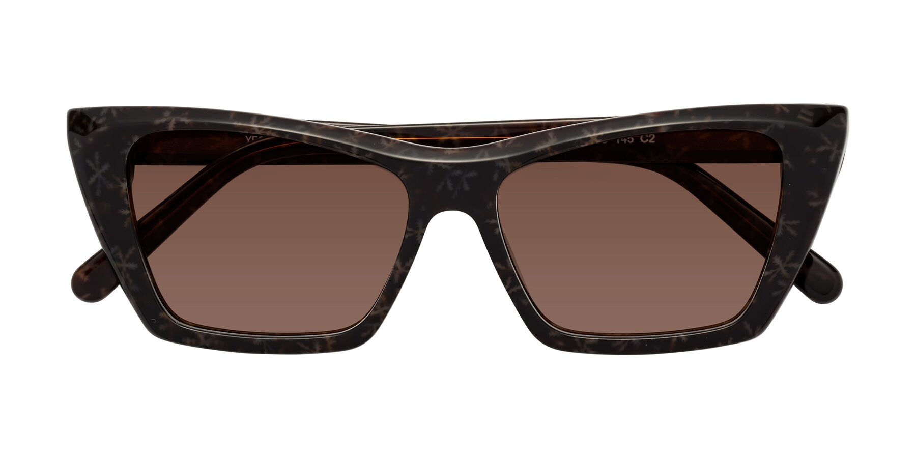 Folded Front of Khoi in Brown Snowflake with Brown Tinted Lenses